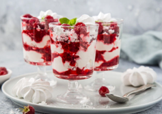 3 ice cream sundaes on a plate